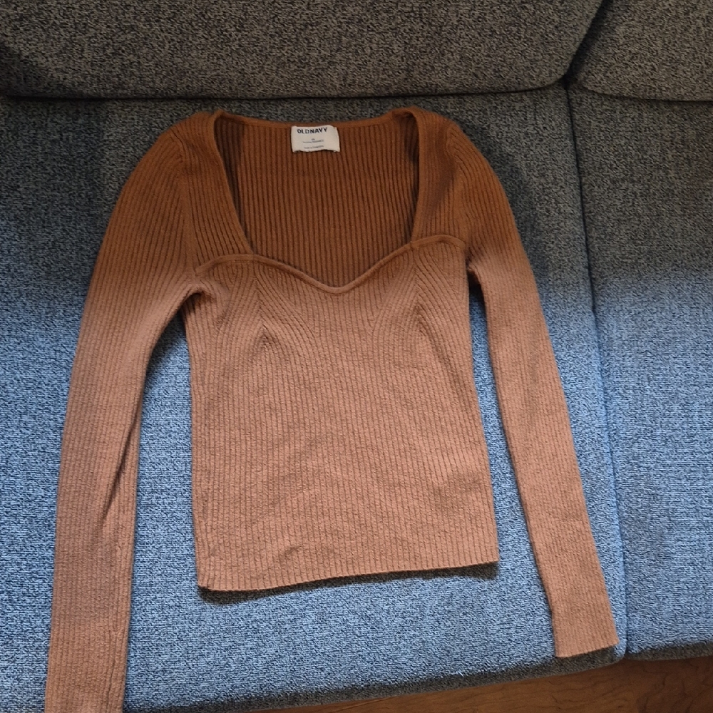 Old Navy Brown Ribbed Long Sleeve Top